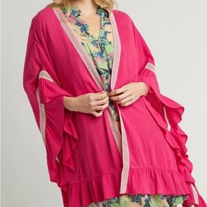NWT Women's Pink Umgee Open-Front Kimono